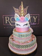Handmade Unicorn money cake for birthdays  special occasions