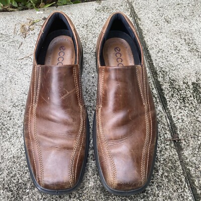 ECCO Driving‎ Moc Penny Loafer Slip On Dress Casual Men\'s Shoes 44 US (10.5-11) Ecco Brown Distressed Leather Moc slip-on Driving Loafer  main image 2