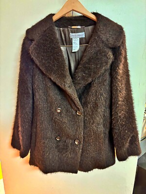 Dolce Gabbana Chocolate Brown Faux Furd Fuzzy Wool Jacket S