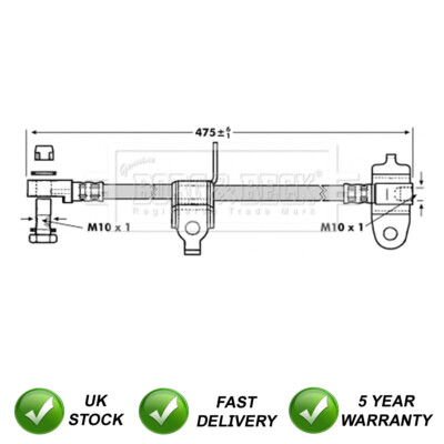 Brake Hose Front Left SJR Fits Ford Transit 2000-2006 Transit Tourneo 2000-2003