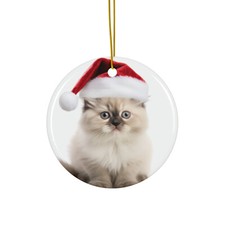 Hanging Ceramic Christmas Tree Ornament - Himalayan Kitten Design