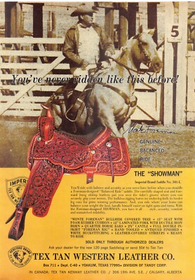 Tex Tan Western Leather Showman Cowboy Horse Equipment Vintage Magazine Print Ad