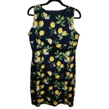 Chetta B Navy Lemon Shift Dress Size 10