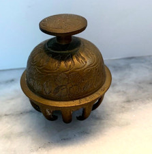 Vintage Etched Brass Elephant Claw Prayer Bel...