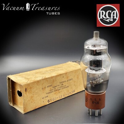 VT-136 RCA NOS NIB Tested Brown Base Black Plates Square Getter USA Tubes '40s