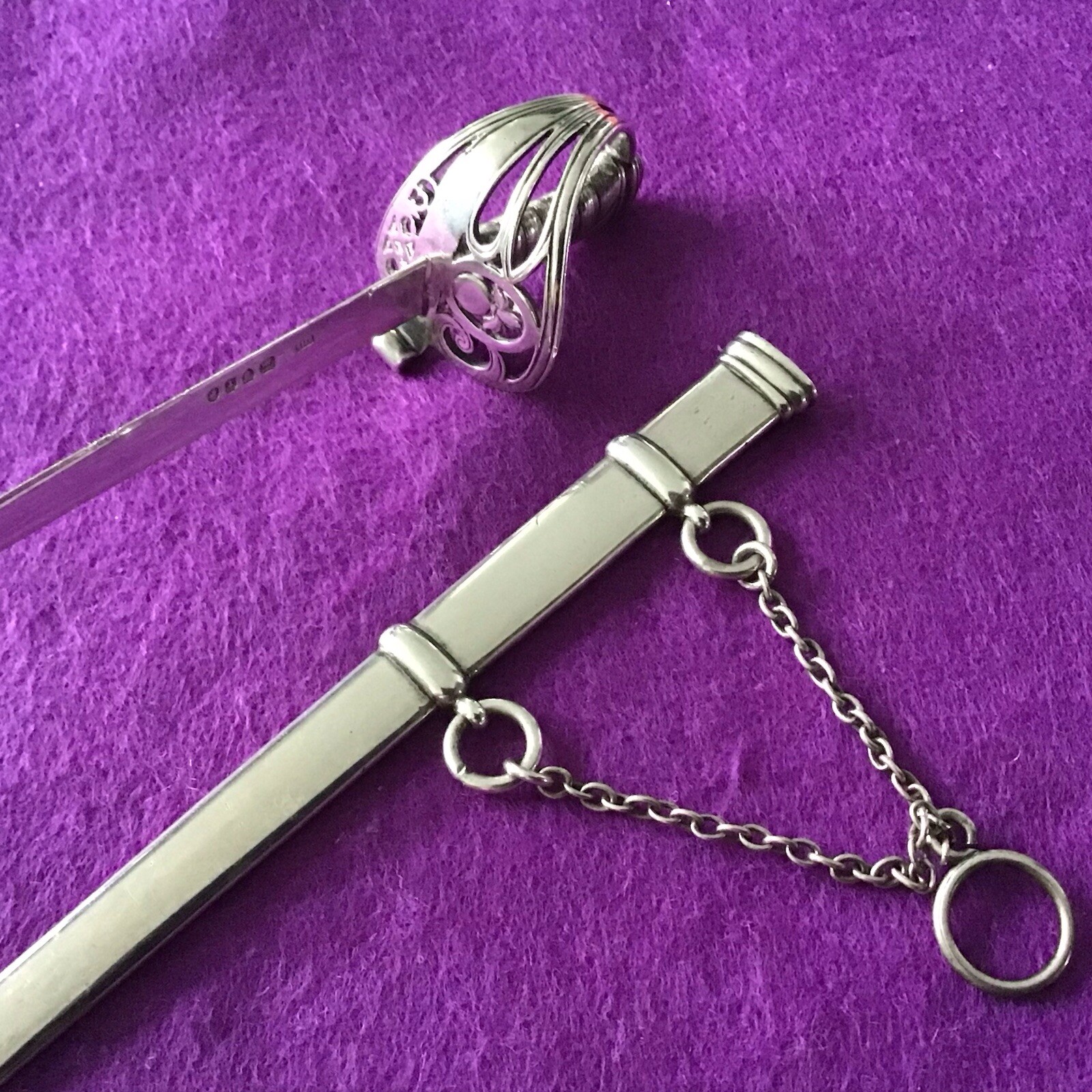 Victorian solid silverHallmarked  Antique Sword Paper  knife