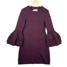 Eliza J Women's Knit Layered Sweater Dress Tiered Bell Sleeves size M/M Burgundy