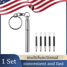 Multifunctional Portable Key Ring Stainless Steel Telescopic Pen Ball Point Pen