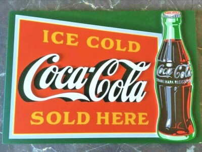 USA 3D Holzschild: Coca-Cola -  Ice Cold - sold here 40x27,5 cm 
