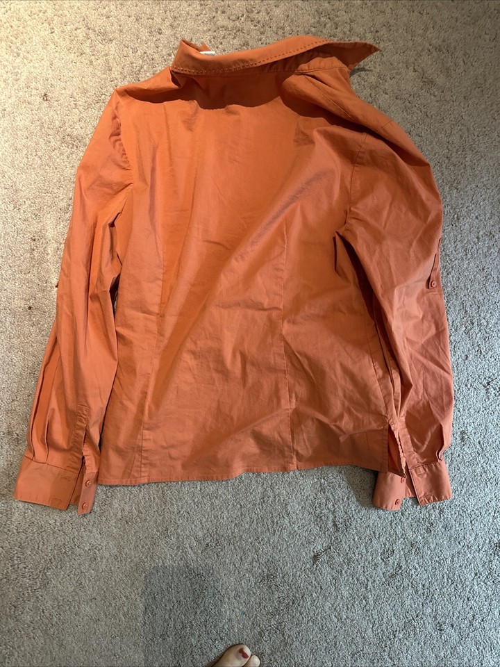 Worthington Stretch Women's Top Button Blouse Shirt 12 Pockets Buttons