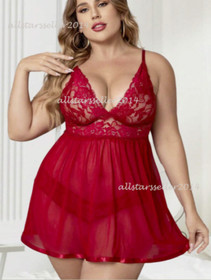 Plus Size Sexy Lingerie Womens Lace Babydoll Chemise Nightwear Sleepwear Panties