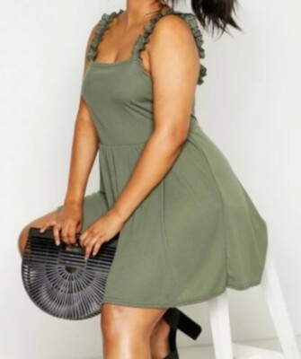 Adorable boohoo + Ruffle Tank Ribbed Babydoll Mini Dress Sage Green 12 Soft | eBay Adorable boohoo + Ruffle Tank Ribbed Babydoll Mini Dress Sage Green 12 Soft | eBay
