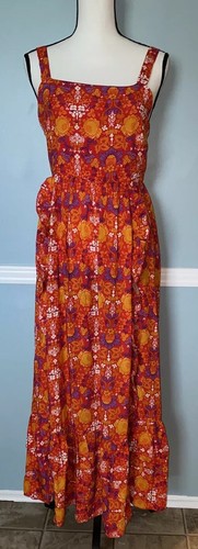 Dress Maxi Sleeveless Red Floral Summer 