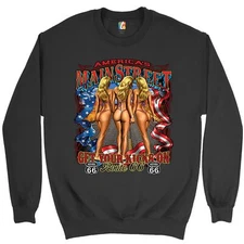 Get Your Kicks on Route 66 Sweatshirt Sexy Girls in Bikinis Biker Crewneck