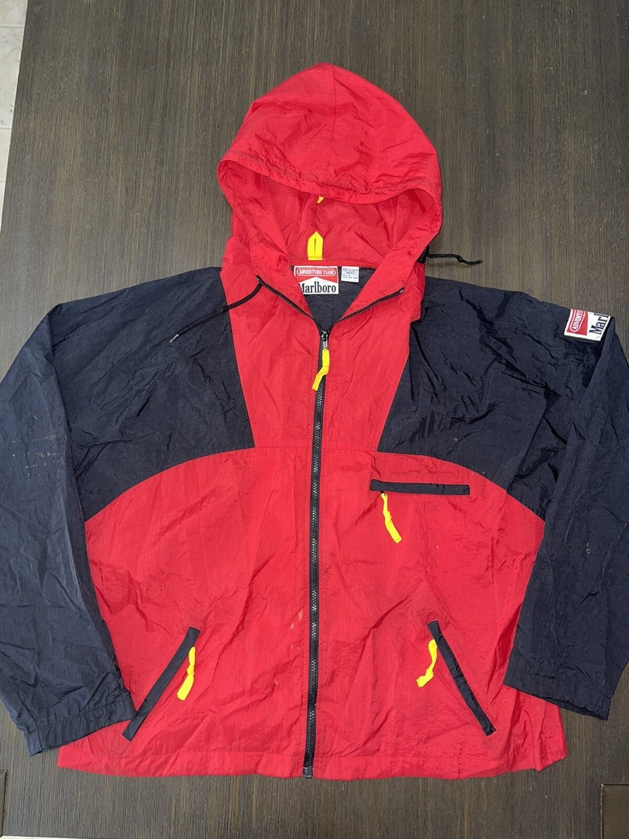 Vintage 90s Marlboro Adventure Team Windbreaker Red Black Zip Up