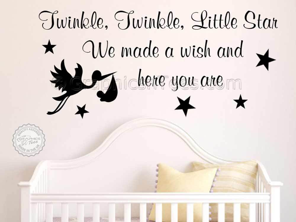 Nursery Wall Sticker Quote, Twinkle Twinkle Little Star, Baby Girl