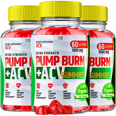 (3 Pack) Pump Burn Keto, Pump Burn Keto ACV Gummies Weight Loss  (180 Gummies)