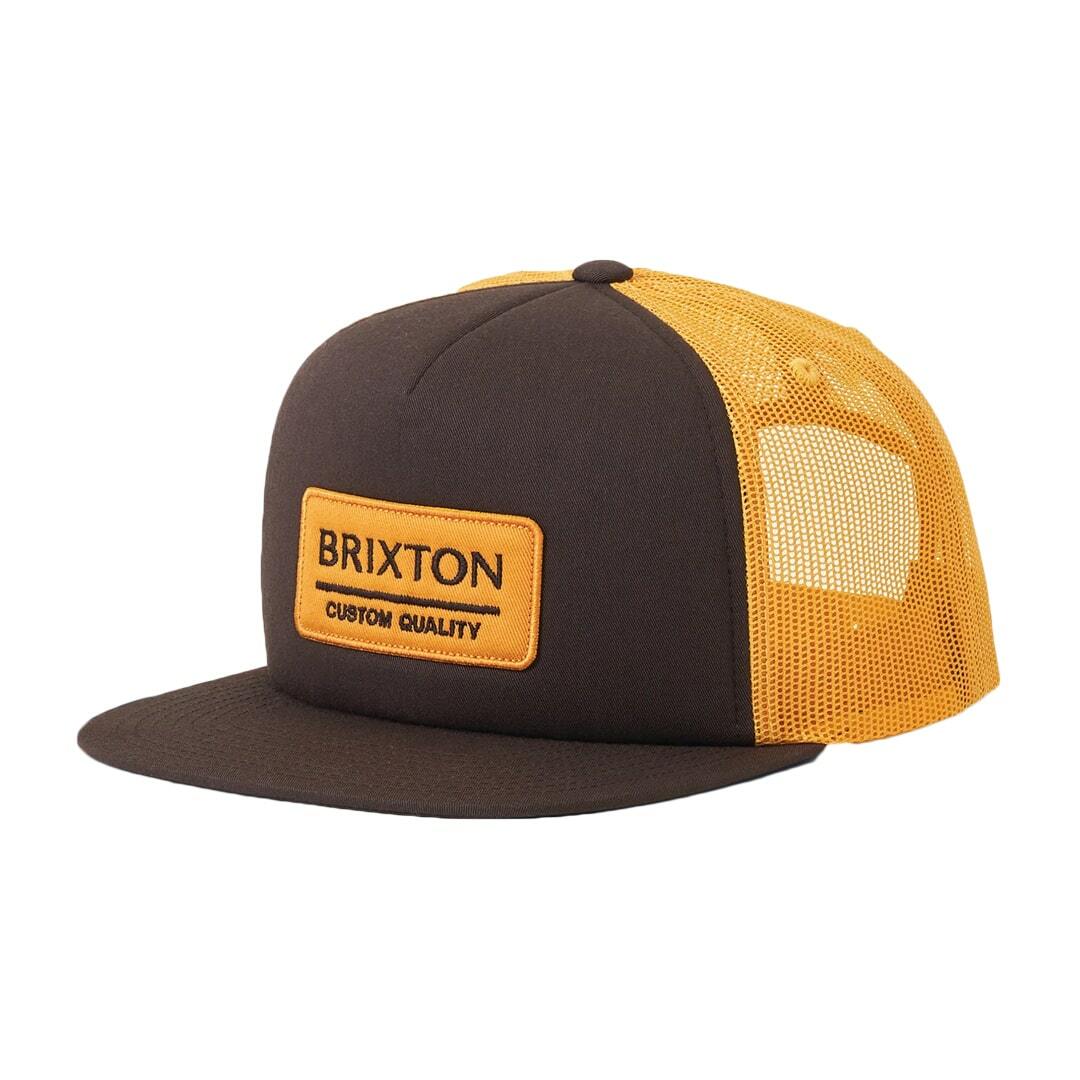 Brixton "Palmer Proper" Snapback Hat (Deep Brown/Golden Glow) 6-Panel Patch Cap