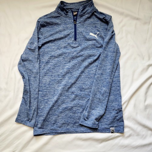 Puma Mock Neck Long Sleeve 1/4 Zip Pullover Youth Boys XL Blue Casual Tops - Picture 3 of 9