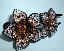 CITRINE AND AMBER RHINESTONE FLORAL HAIR CLAW CLIP NWT