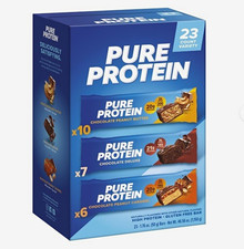 Pure Protein Variety Pack Protein Bars Gluten Free 50g, 23 Count 3 Flavors