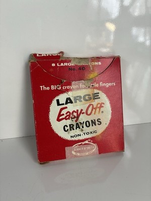 Vintage Binney & Smith 8 Large Crayons Easy-Off Non-Toxic Red Box No. 40 Crayola