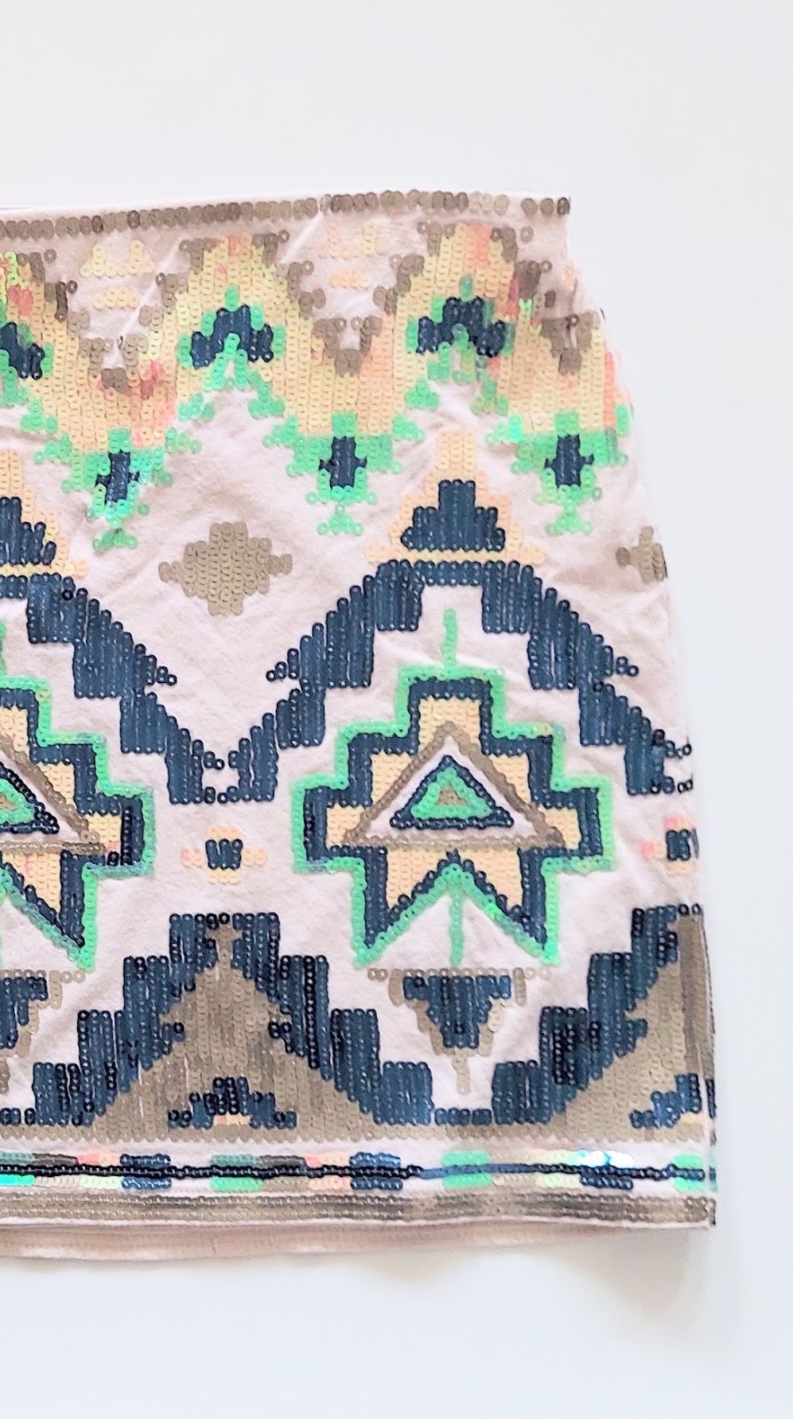 Express Aztec Sequin Stretch Lined Mini Skirt Wom… - image 3