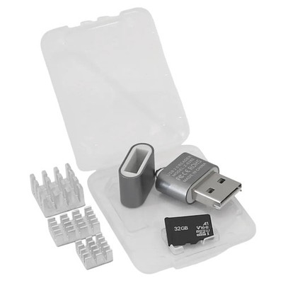 Raspberry Pi Zubehör-Set, 32GB microSDHC Karte, USB-Cardreader & Kühlkörpersatz