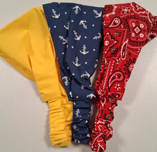 Women, Girls, Boho, Wide, Headband, Pkg of 3, Blue, Anchors, Country Red, Yellow