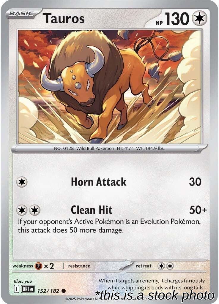 Tauros Reverse Holofoil 152/182 NM yuu Pokemon EN RH25