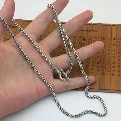 Fried Dough Twists Necklace 60Cm Male and Female Miao Silver Necklace