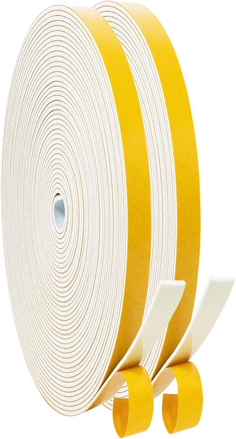 Adhesive Weather Stripping Foam Tape, 6Mm(B) X 1.5Mm(D)/20M Draught Excluder Foa