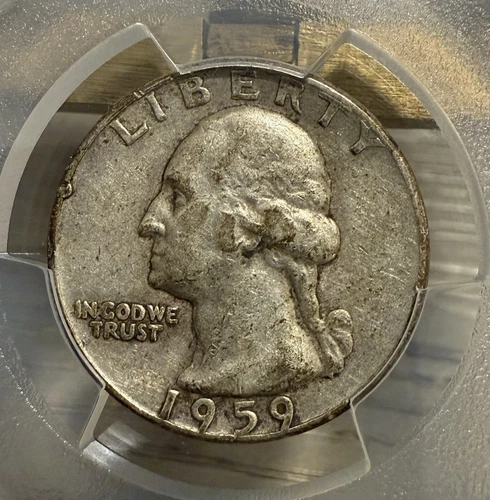 1959-D Washington Quarter-PCGS Rim Damage- VF Detail