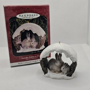 New hallmark 1997 Snowshoe Rabbits Winter Ornament #1 Majestic Wilderness Newman