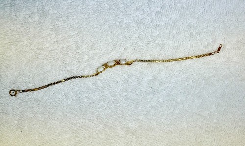 Vintage 14K Yellow Gold 3 Stone Opal & 2 Diamond Bracelet 7” 3.52g - Afbeelding 14 van 14