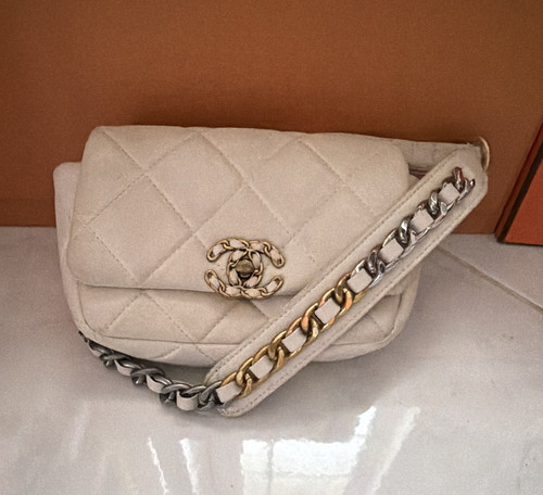 CHANEL Ivory Mini Classic Flap cross body/belt bag