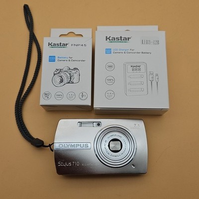 Olympus Stylus 710 7.1MP Silver Digital Camera w/ Battery Charger Tested Works