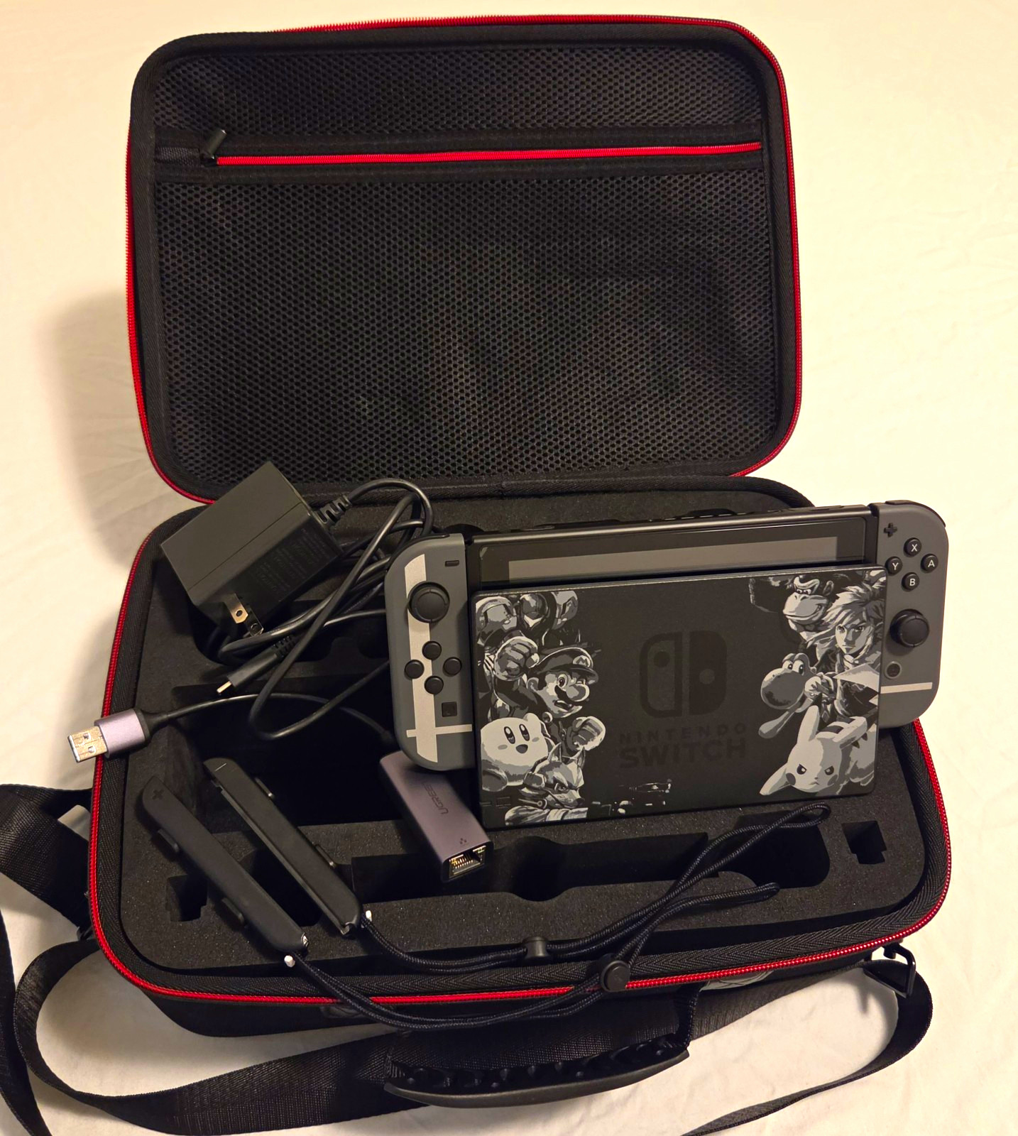 Nintendo Switch Smash Bros Ultimate Edition + Accessories + 128gb sd card