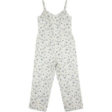 Old Navy Jumpsuit L White Floral Linen Blend Cottagecore Boho