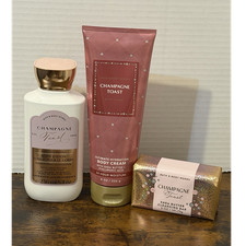 Bath  Body Works Champagne Toast Set - Body Cream, Body Lotion, Soap Bar, New