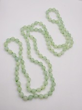 Vintage Jade Necklace Pale Green Faceted Jade 46" Long