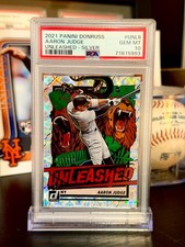 ⭐️ AARON JUDGE 2021 PANINI DONRUSS UNLEASHED SILVER #UNL8 PSA 10 GEM SP /349