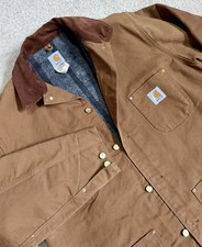 Carhartt Chore Jacket Blanket Lined Mens 46 Tall Corduroy Collar Vintage Y2K