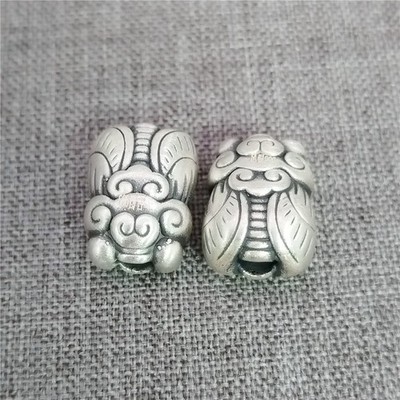 2pcs of 990 Fine Silver Cicada Beads 2-Sided Insect Animal Spacer for Bracelet