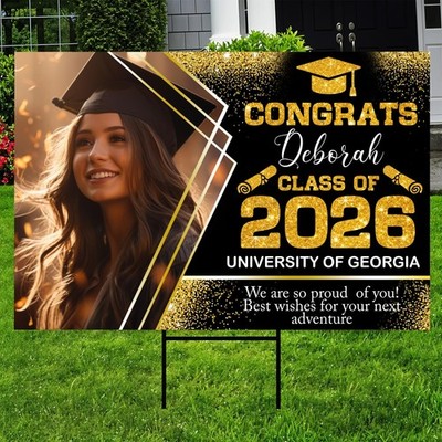Personalized Graduation Yard Sign 2026 With Photo, Congrats Grad Lawn Yard De...