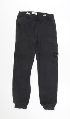 Stone Island Jungen schwarze Cargohose 12 Jahre Baumwoll-Twill Jogginghose