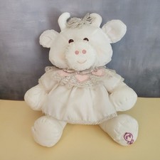 Vintage Fisher Price Puffalump 1986 White Cow Pink Hearts Lace Dress