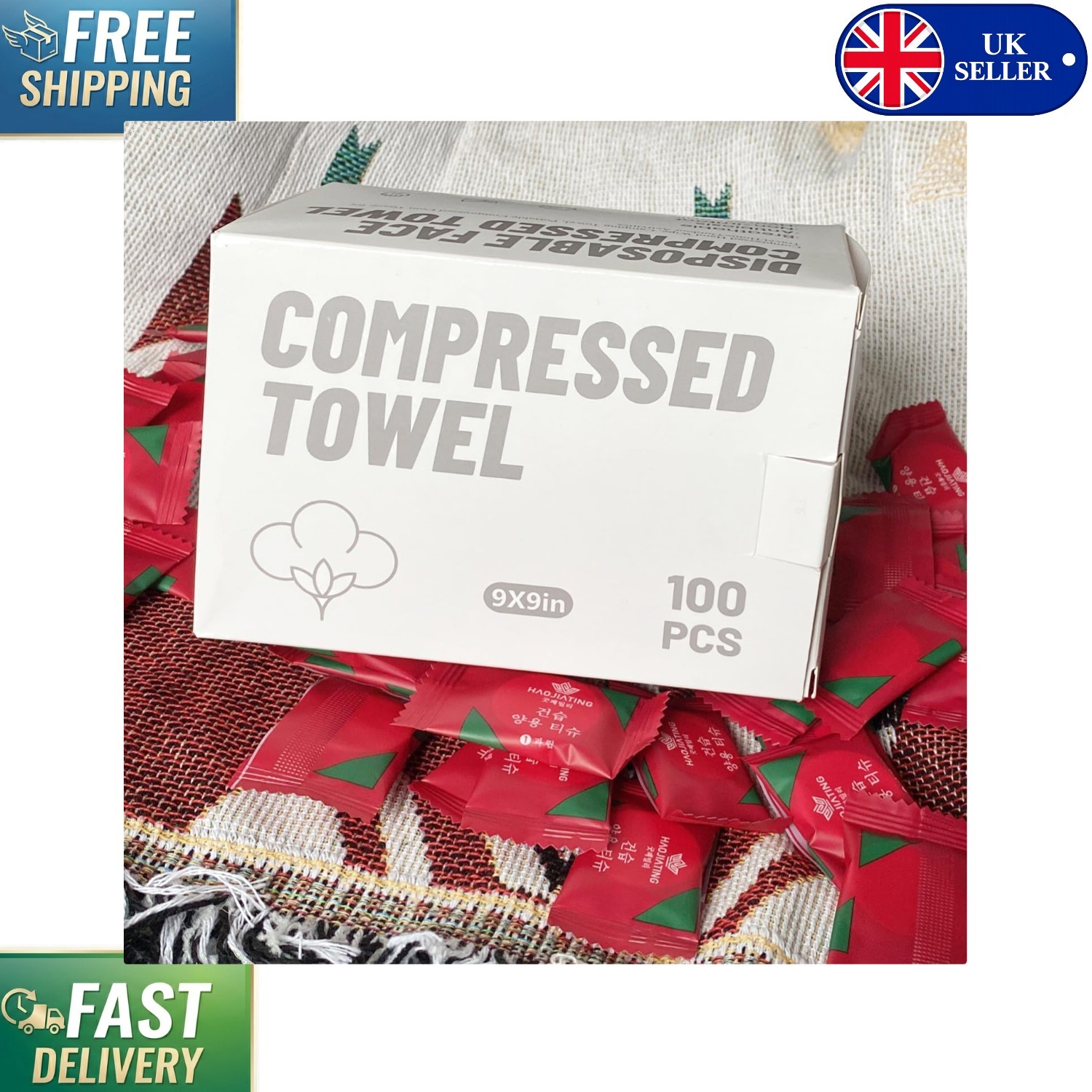 Compressed Coin Tissue Pack - 100 Gentle Face Wipes for Outdoor Adventures