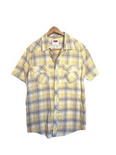 Levi  s USA Shirt White Tab Thin Yellow Pink Plaid Vintage 60s Size M
