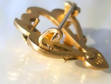 Broche Vintage Femme - Métal Doré Avec Fausse Pierre - Bijou Rétro Occasion - Sans Marque